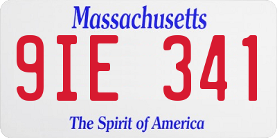 MA license plate 9IE341