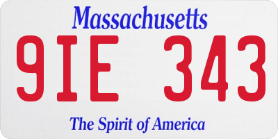 MA license plate 9IE343