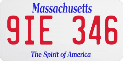 MA license plate 9IE346