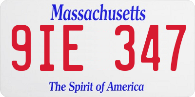MA license plate 9IE347