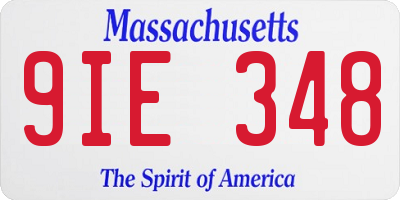 MA license plate 9IE348