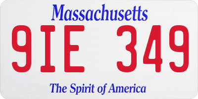 MA license plate 9IE349