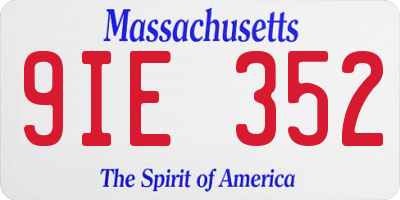 MA license plate 9IE352