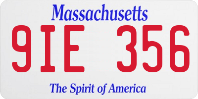 MA license plate 9IE356
