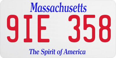 MA license plate 9IE358