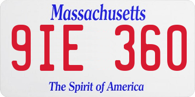MA license plate 9IE360