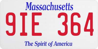 MA license plate 9IE364