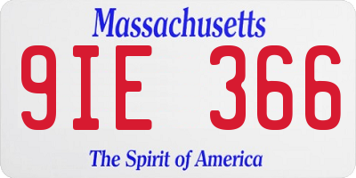 MA license plate 9IE366