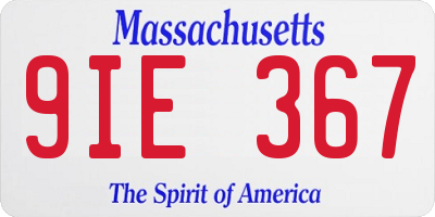 MA license plate 9IE367