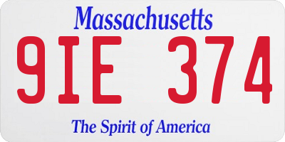 MA license plate 9IE374