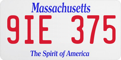 MA license plate 9IE375