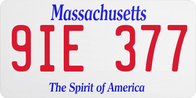 MA license plate 9IE377