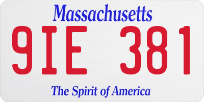 MA license plate 9IE381