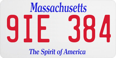 MA license plate 9IE384