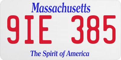 MA license plate 9IE385