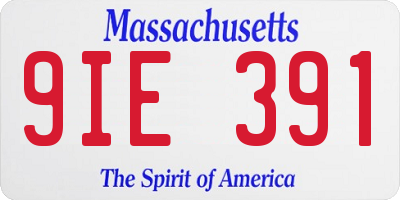 MA license plate 9IE391