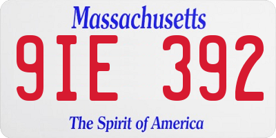 MA license plate 9IE392