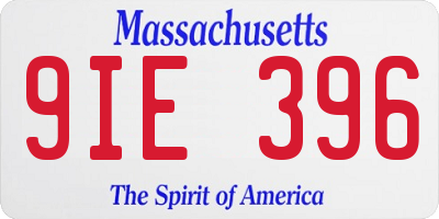 MA license plate 9IE396