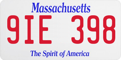 MA license plate 9IE398