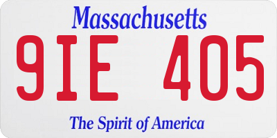 MA license plate 9IE405
