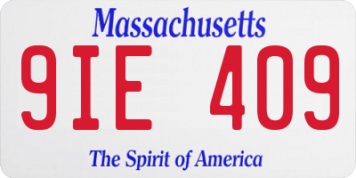 MA license plate 9IE409