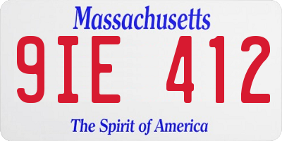 MA license plate 9IE412