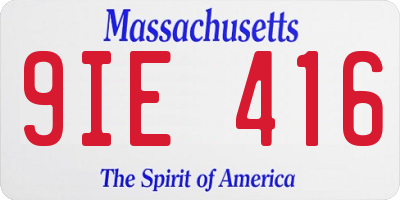 MA license plate 9IE416
