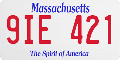 MA license plate 9IE421