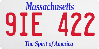 MA license plate 9IE422