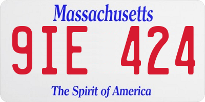 MA license plate 9IE424