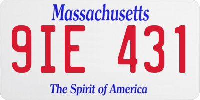 MA license plate 9IE431