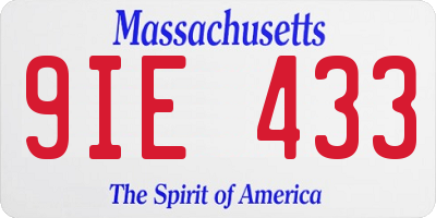 MA license plate 9IE433