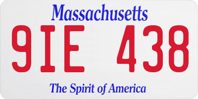MA license plate 9IE438