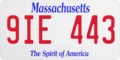 MA license plate 9IE443