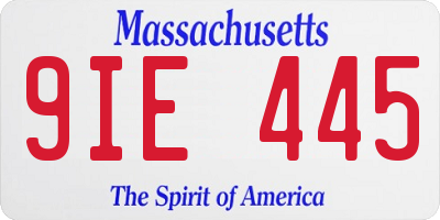 MA license plate 9IE445