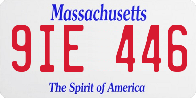 MA license plate 9IE446