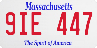 MA license plate 9IE447