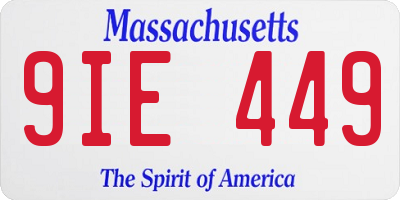 MA license plate 9IE449