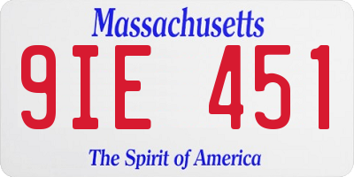 MA license plate 9IE451