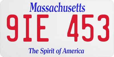 MA license plate 9IE453