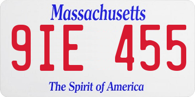 MA license plate 9IE455