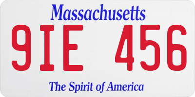 MA license plate 9IE456