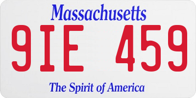 MA license plate 9IE459