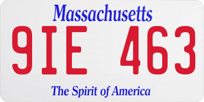 MA license plate 9IE463