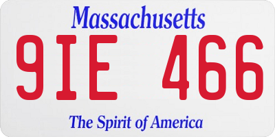 MA license plate 9IE466