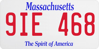 MA license plate 9IE468