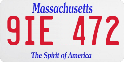 MA license plate 9IE472