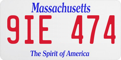 MA license plate 9IE474