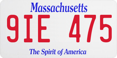 MA license plate 9IE475
