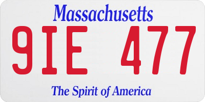MA license plate 9IE477